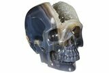 Carved Agate & Crystal Skull With Quartz Pocket #127598-1